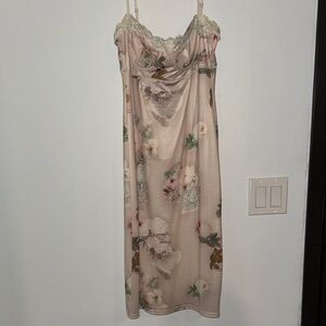 Floral Lace Trim Slip Dress